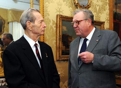 King Michael of Romania and the Sovereing of the Order of Malta January 2012