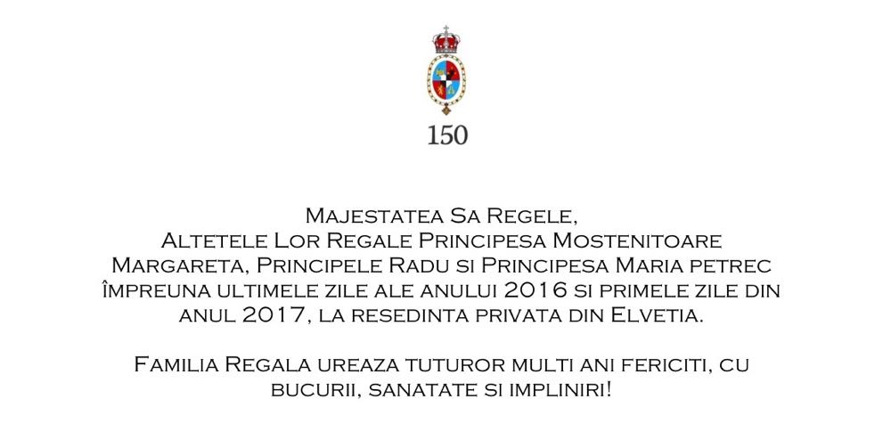Urari din partea Familiei Regale Anul Nou 2017