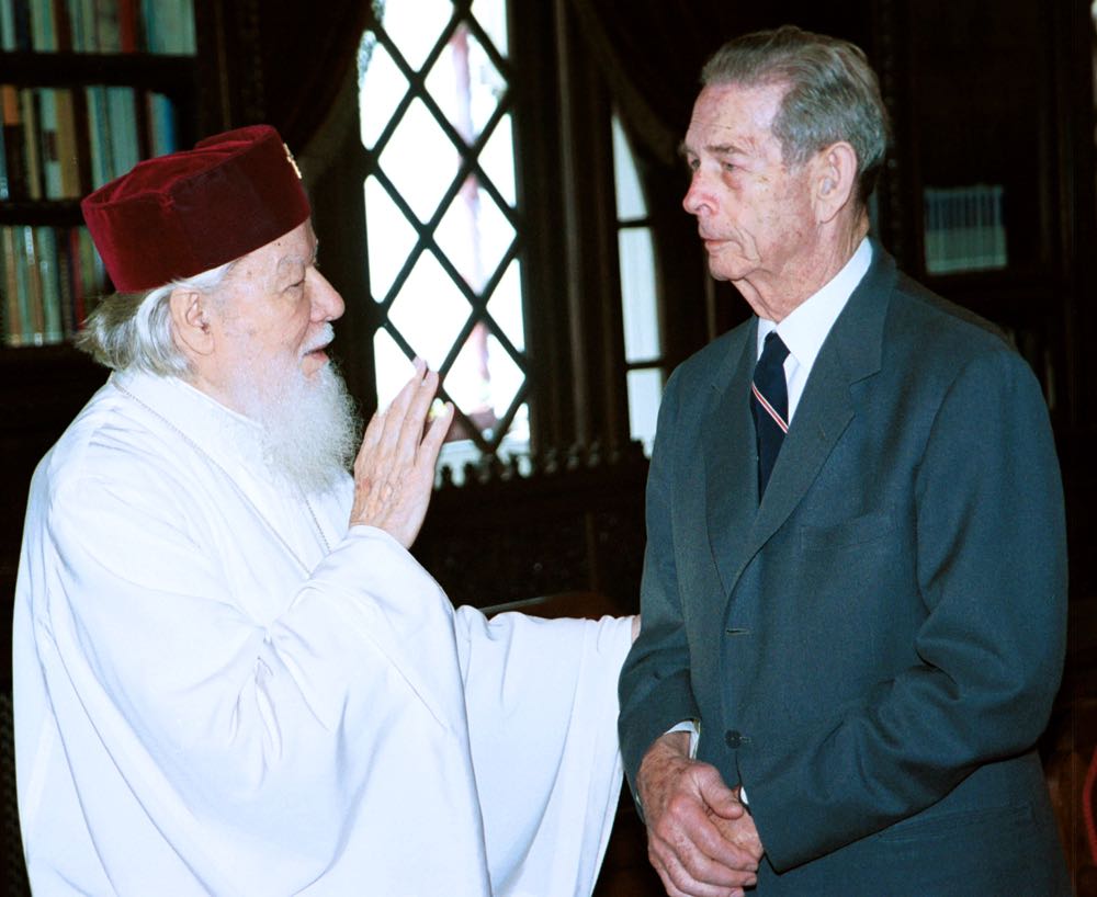 Intalnirea dintre Regele Mihai I si Patriarhul Teoctist, la Patriarhia Romana, 27 mai 2001. Foto ROMPRES/ Simion MECHNO