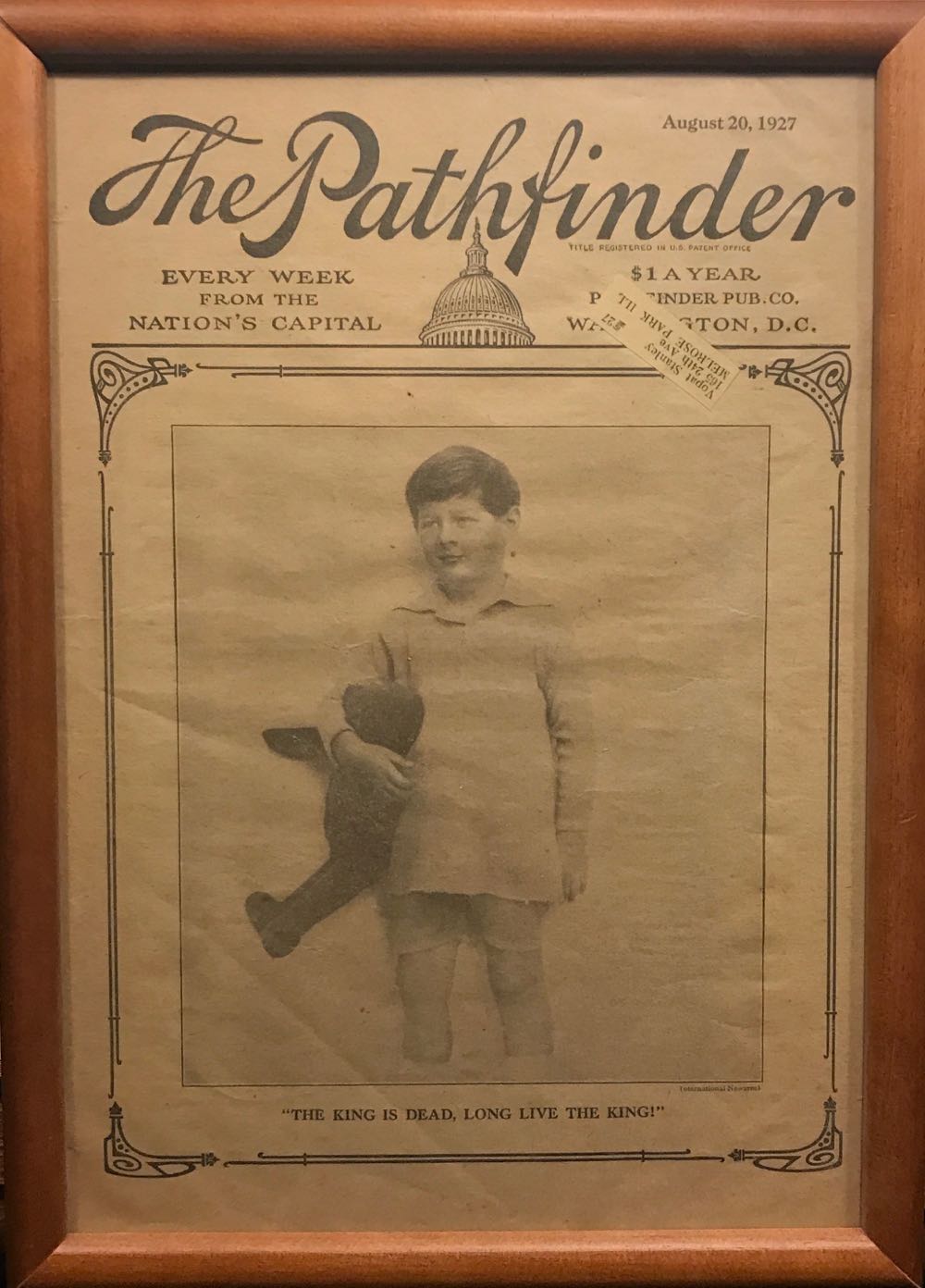 Regele Mihai I pe coperta revistei The Pathfinder, SUA, august 1927