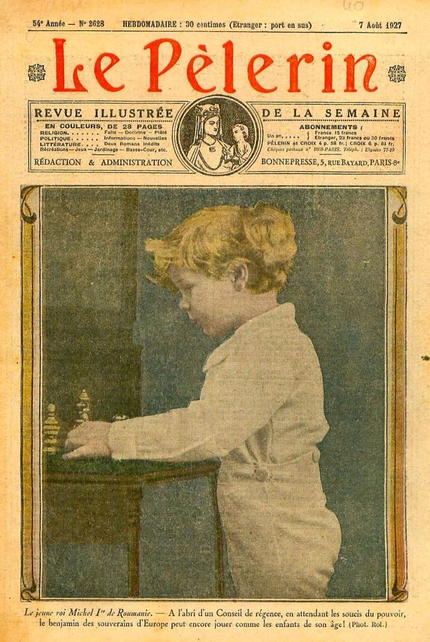 Coperta Revistei Le Pelerin august 1927 Regele Mihai